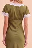 Robe de fête de fête midi à manches en V à fourreau à blush avec dentelle