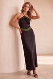 Robe de mariée maxine maxi en satin à fourreau noire et verte