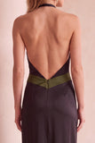 Robe de mariée maxine maxi en satin à fourreau noire et verte
