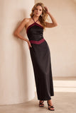 Robe de mariée maxine maxi en satin à fourreau noire et verte