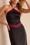 Robe de mariée maxine maxi en satin à fourreau noire et verte