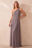 Robe de cérémonie longue, ligne A, à une épaule