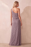 Robe de cérémonie longue, ligne A, à une épaule