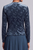Robe mère de la mariée longue bleu paon, ensemble deux pièces, ligne A, avec veste boléro en velours