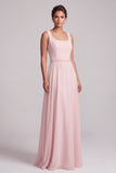 Robe mère de la mariée longue blush en mousseline, ligne A, avec perles