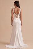 Robe de mariée blanche à col V avec fente