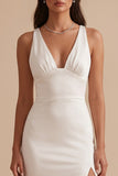 Robe de mariée blanche à col V avec fente