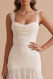 Robe de mariée longue en tulle à volants, coupe sirène blanche, avec fleur 3D