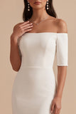 Robe de mariée coupe sirène blanche à manches courtes en satin