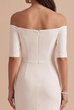 Robe de mariée coupe sirène blanche à manches courtes en satin
