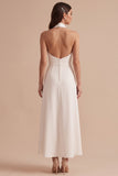 Robe de mariée midi blanche en satin à encolure tour de cou