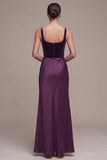Robe en velours longue prune, à corset, coupe fourreau, en satin, à col carré et froncée