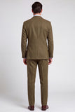 Costume de soirée trois pièces marron à revers crantés et à simple boutonnage pour hommes