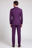 Costume de soirée violet à double boutonnage en deux pièces pour hommes