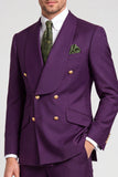 Costume de soirée violet à double boutonnage en deux pièces pour hommes