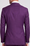 Costume de soirée violet à double boutonnage en deux pièces pour hommes