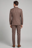 Costume de soirée marron à col montant en deux pièces à simple boutonnage pour hommes