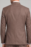 Costume de soirée marron à col montant en deux pièces à simple boutonnage pour hommes