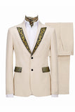 Costume de soirée pour hommes en abricot à revers en pointe et à simple boutonnage, 2 pièces