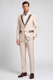 Costume de soirée pour hommes en abricot à revers en pointe et à simple boutonnage, 2 pièces