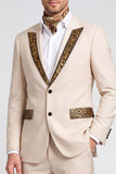 Costume de soirée pour hommes en abricot à revers en pointe et à simple boutonnage, 2 pièces