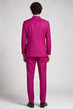 Costume de soirée pour hommes à col montant à simple boutonnage en fuchsia en deux pièces