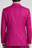 Costume de soirée pour hommes à col montant à simple boutonnage en fuchsia en deux pièces