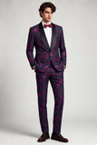 Costume de soirée pour hommes en deux pièces à col châle à un bouton, bleu encre