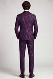 Costume de soirée pour hommes en deux pièces à col châle à un bouton, bleu encre
