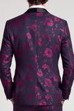 Costume de soirée pour hommes en deux pièces à col châle à un bouton, bleu encre