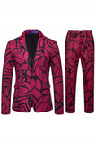 Costume de soirée pour hommes à revers crantés en fuchsia à un bouton, deux pièces