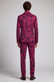Costume de soirée pour hommes à revers crantés en fuchsia à un bouton, deux pièces