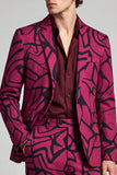Costume de soirée pour hommes à revers crantés en fuchsia à un bouton, deux pièces