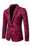 Costume de soirée pour hommes à revers crantés en fuchsia à un bouton, deux pièces