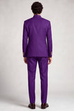 Costume de soirée deux pièces violet à double boutonnage et à col montant