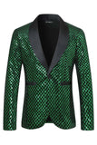 Blazer de soirée pour hommes vert émeraude à col châle