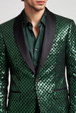 Blazer de soirée pour hommes vert émeraude à col châle
