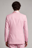 Blazer de soirée pour hommes à col châle rose à double boutonnage