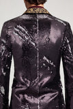 Blazer de soirée noir à paillettes à revers en pointe