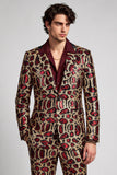 Blazer de soirée pour hommes bourgogne à revers crantés