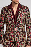 Blazer de soirée pour hommes bourgogne à revers crantés