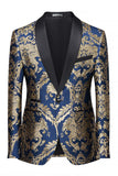 Blazer de soirée pour hommes à col châle et à un bouton, bleu marine