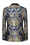 Blazer de soirée pour hommes à col châle et à un bouton, bleu marine