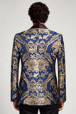 Blazer de soirée pour hommes à col châle et à un bouton, bleu marine