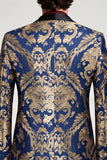 Blazer de soirée pour hommes à col châle et à un bouton, bleu marine