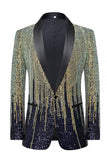 Blazer de soirée pour hommes à col châle doré à un bouton