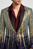 Blazer de soirée pour hommes à col châle doré à un bouton
