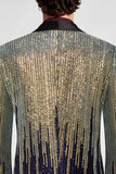Blazer de soirée pour hommes à col châle doré à un bouton