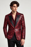 Blazer de soirée pour hommes à revers en pointe bourgogne à un bouton