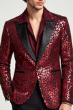 Blazer de soirée pour hommes à revers en pointe bourgogne à un bouton